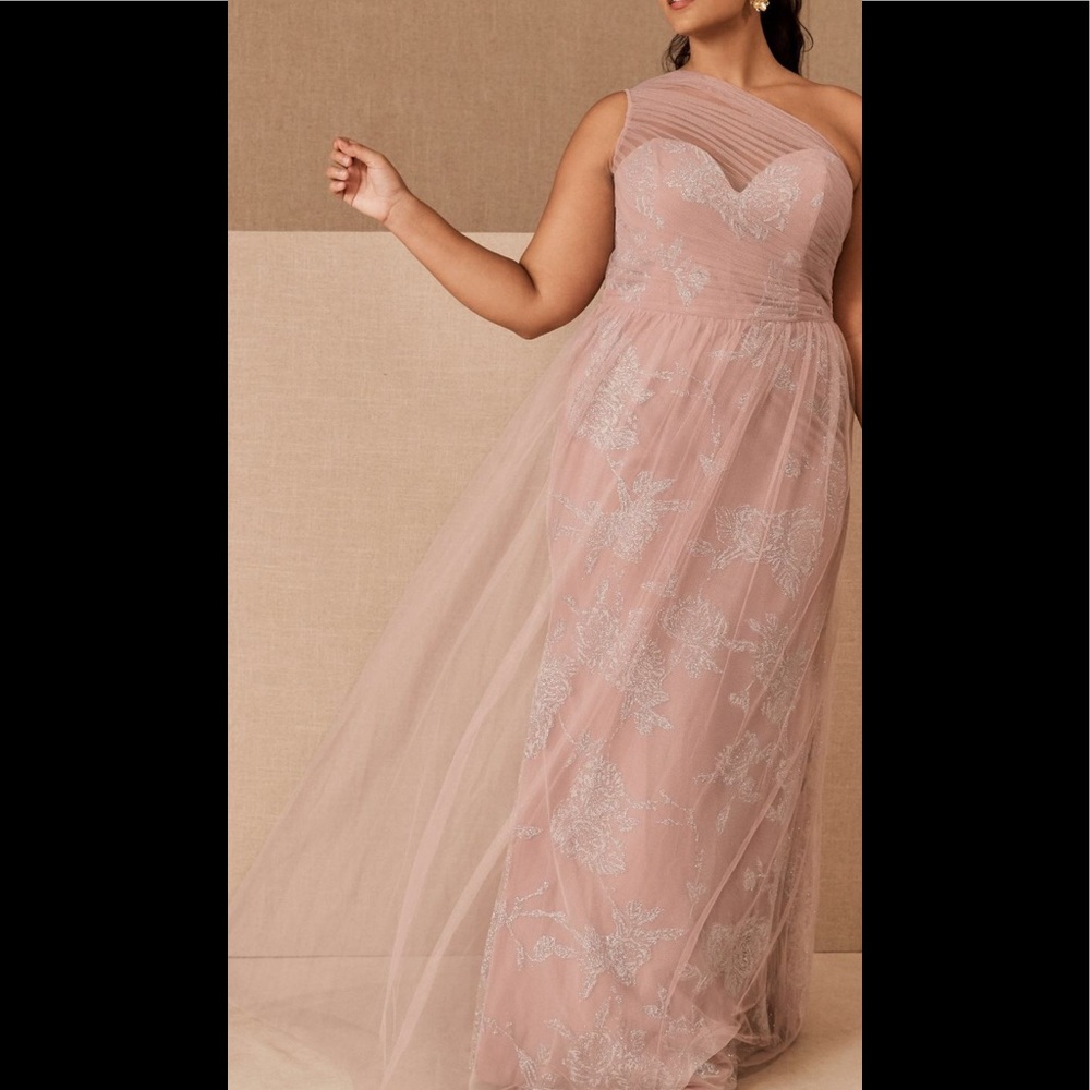 NWT Hayley Paige x BHLDN one shoulder tulle gown - Picture 7 of 11